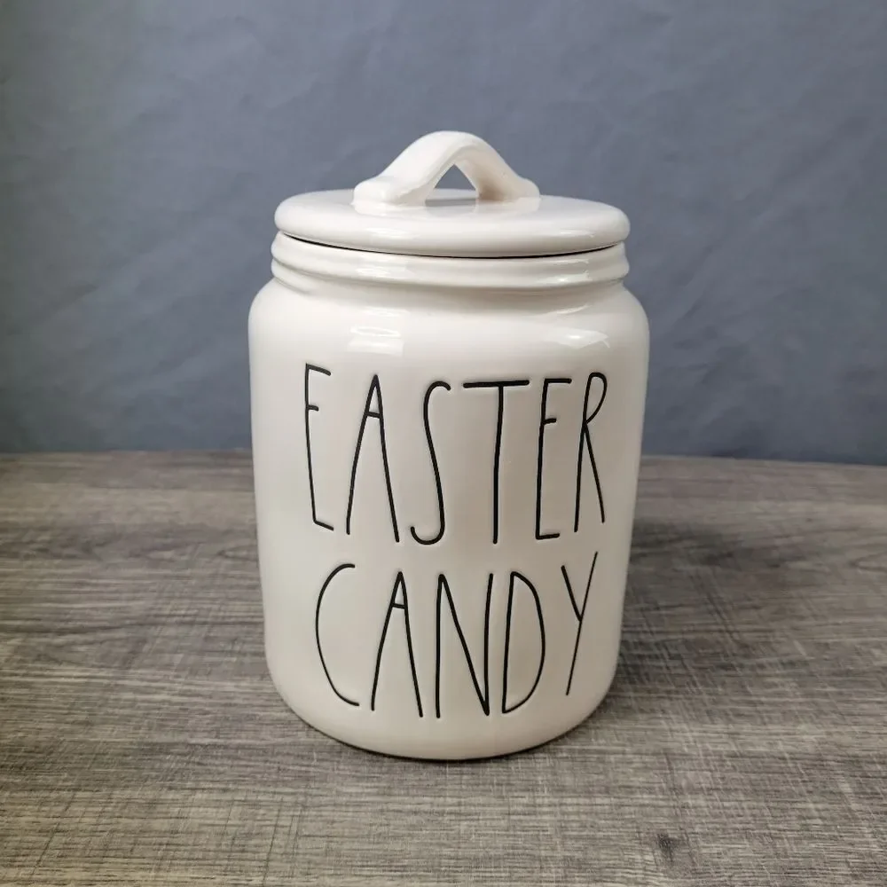 Rae Dunn Artisan Collection Farmhouse Minimilist Easter Candy  Ceramic Canister‎